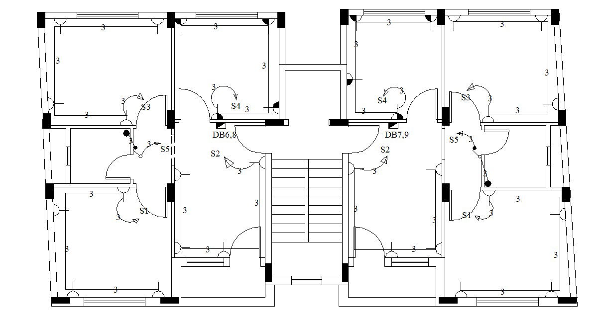 Residential Apartment Building Design With Electrical Plan