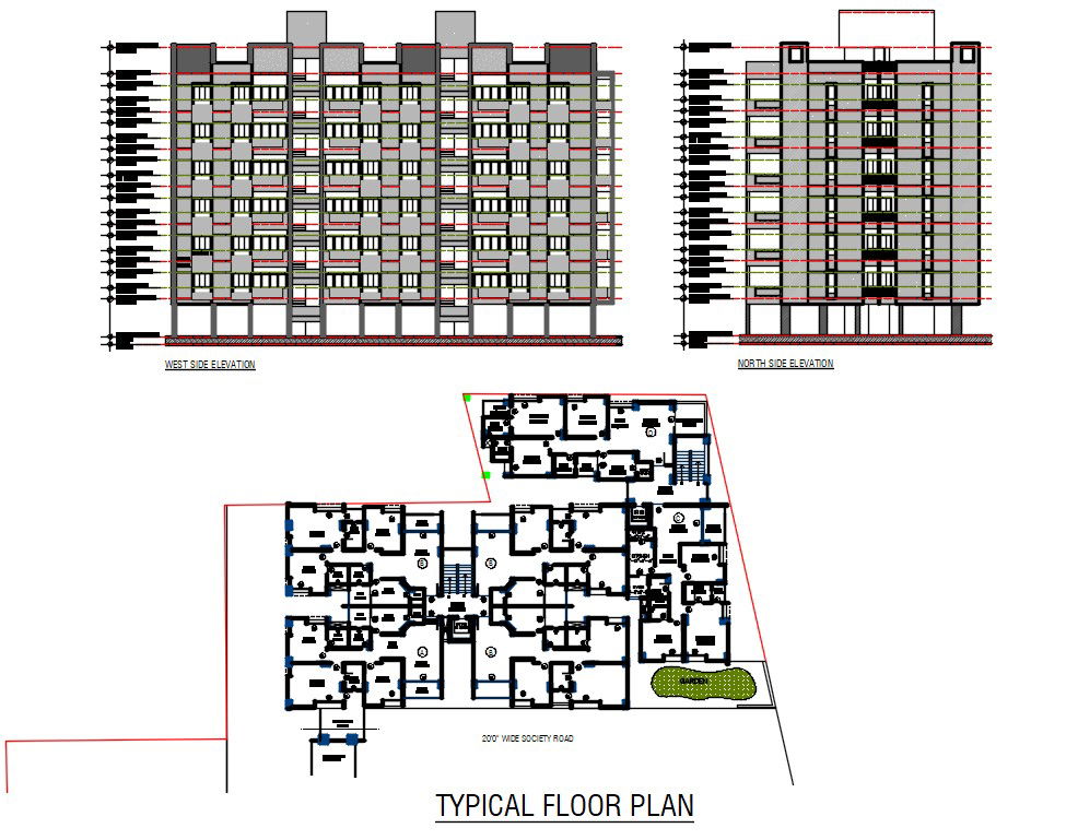Residential Apartment Plan DWG File