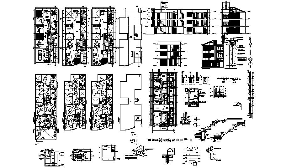 Residential Apartment with elevations in dwg file