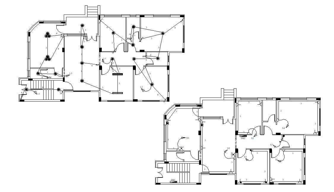 Residential Building Electrical Plan AutoCAD File