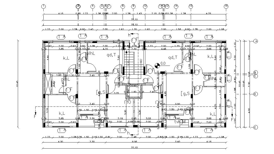 Residential Building Floor Plan With Column Design