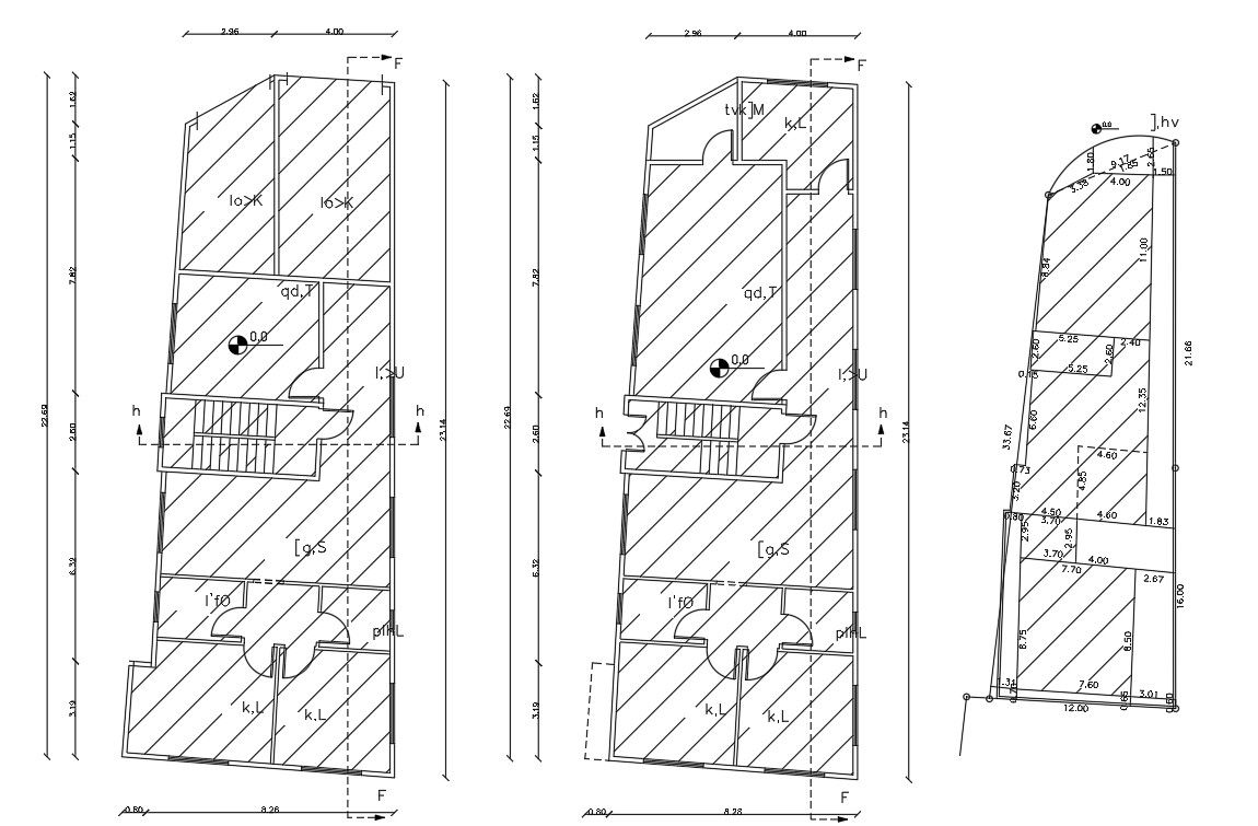 Residential Building Floors Plan With Plotting Demarcation File