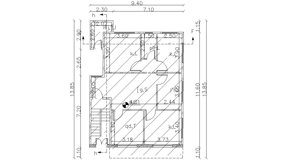 Residential Building Plan With Working Dimension AutoCAD File