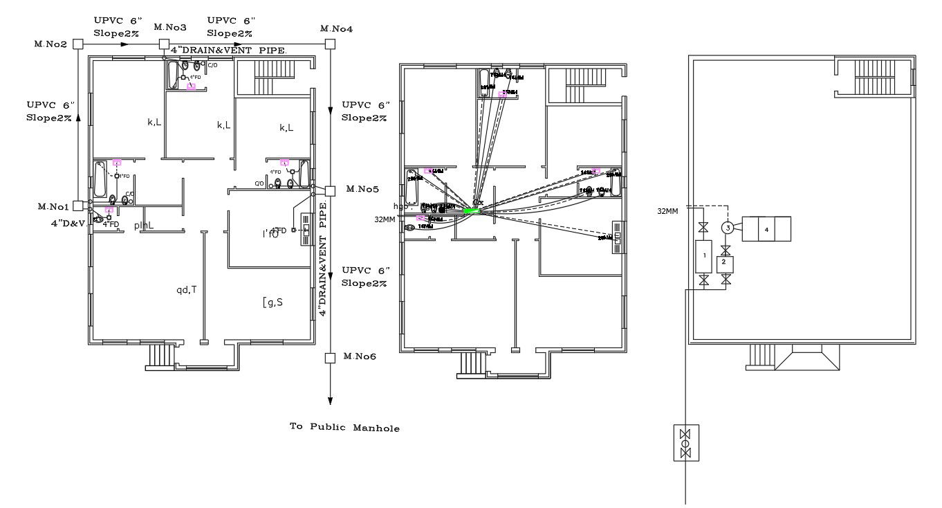 Residential Building Plumbing AutoCAD Drawing Free