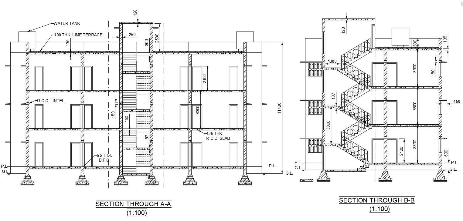 Residential Building Section Drawing Free Download