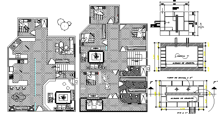 Residential Bungalow Architecture Design and Structure Details dwg file
