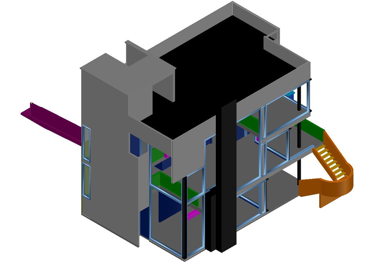 3D Model and Architecture CAD file of Residential Bungalow plan File