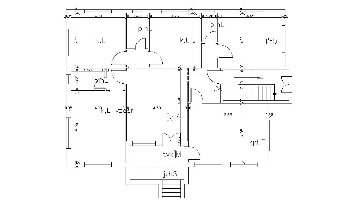 Residential Bungalow Plan With Dimension DWG File