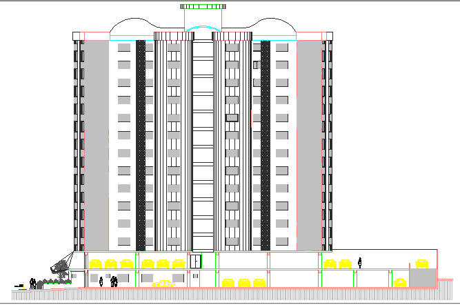 Residential Flats Architecture Layout and Elevation dwg file