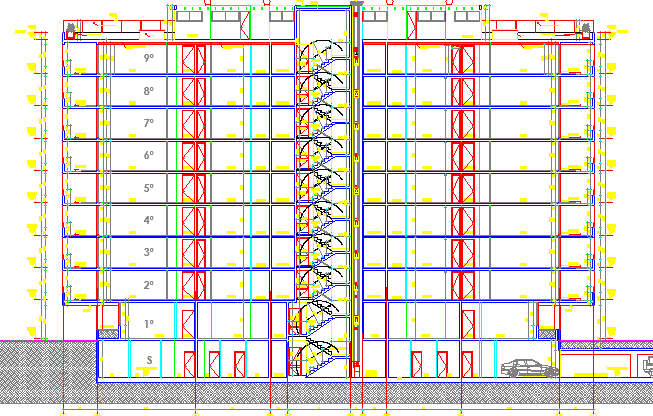 Residential Flats Architecture Layout and section Details dwg file