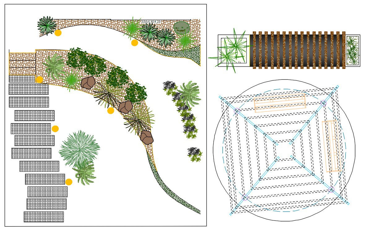 Residential Garden Landscape Plan with Layout Detailing in DWG File