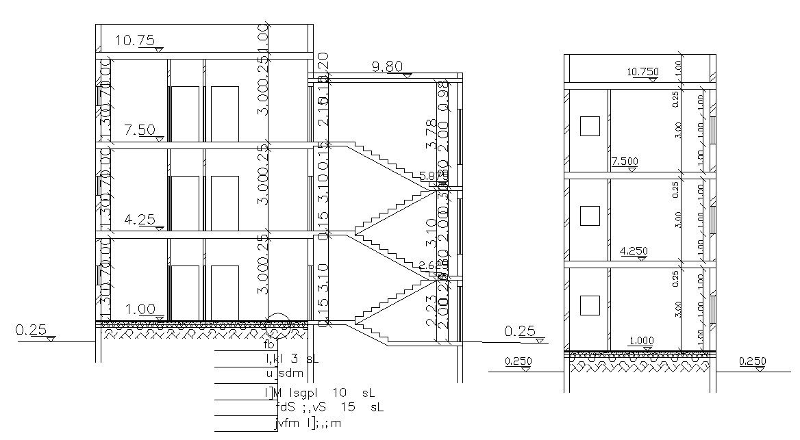 Residential House Building Sections And Dimension Design