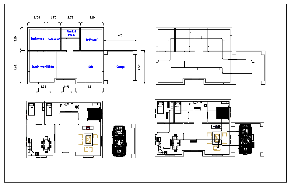 Residential House Design dwg file