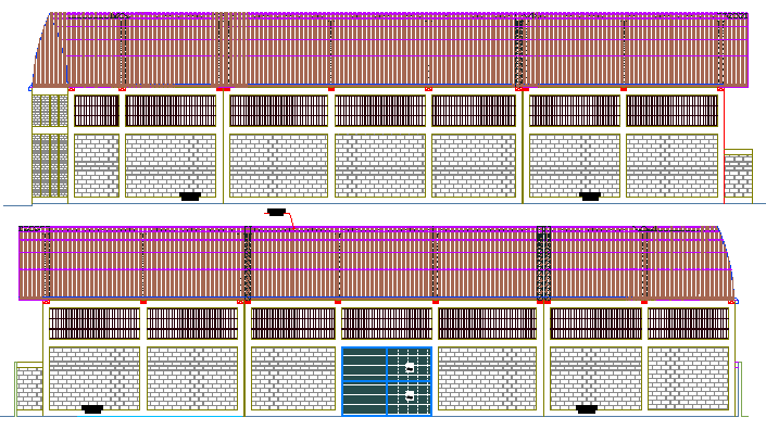 Residential Multi-Flooring Bungalow Architecture Elevation dwg file