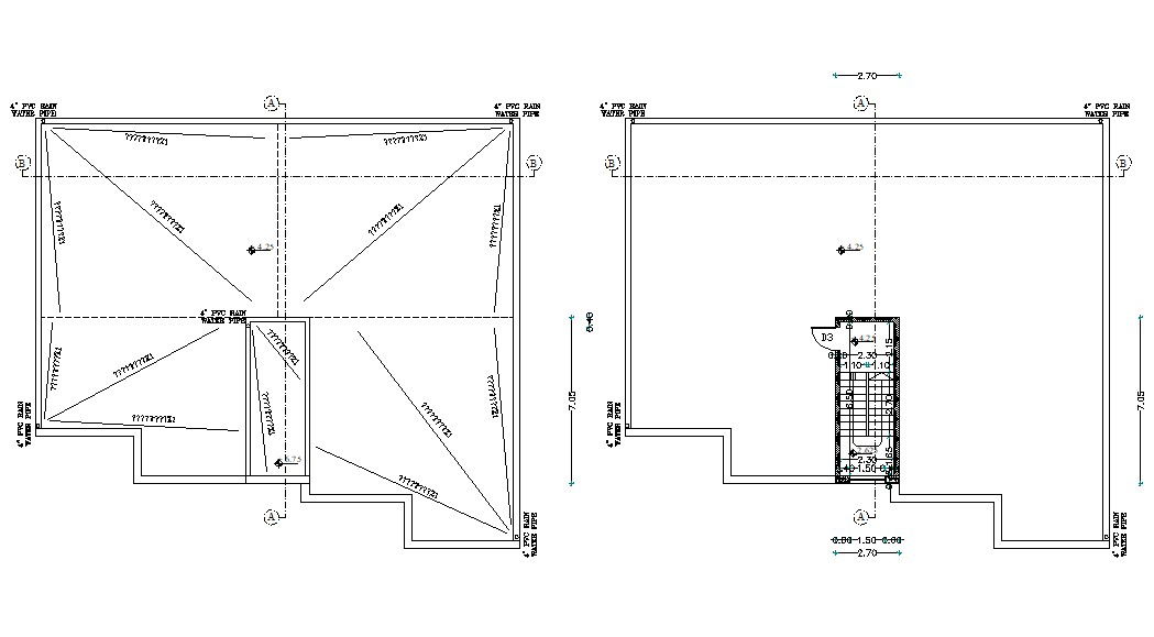 Residential Terrace Floor Plan With RWP Design AutoCAD Drawing