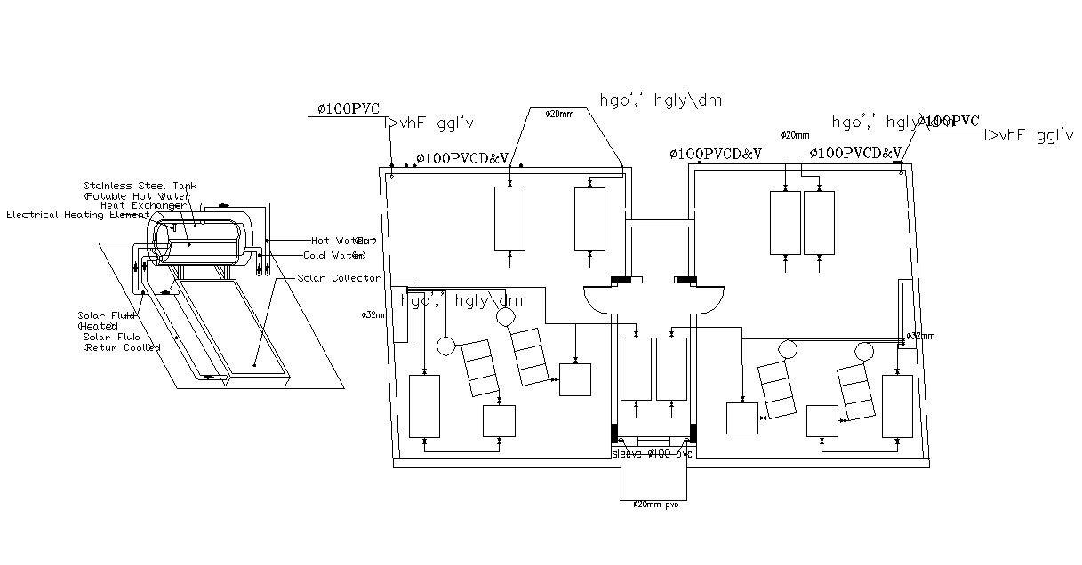 Residential Terrace Floor Plan With Solar Design AutoCAD