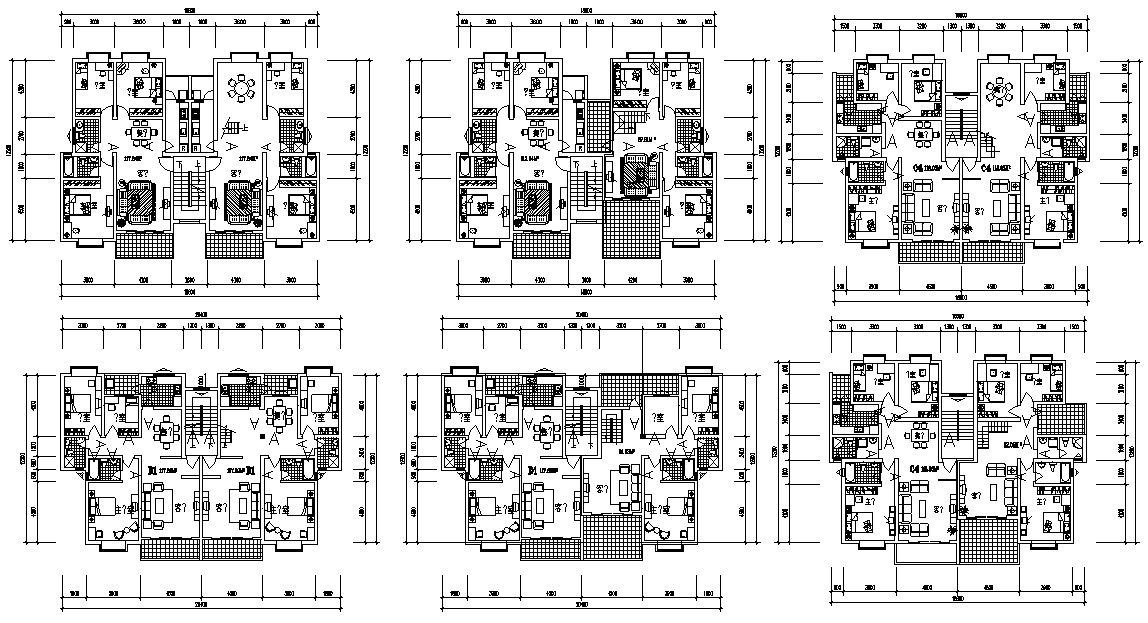 Residential Two BHK Apartment Furniture Layout Plan