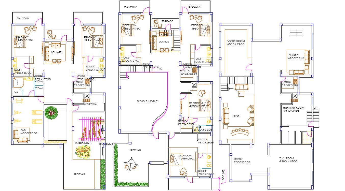 Residential Villa Furniture Layout Plan AutoCAD Drawing