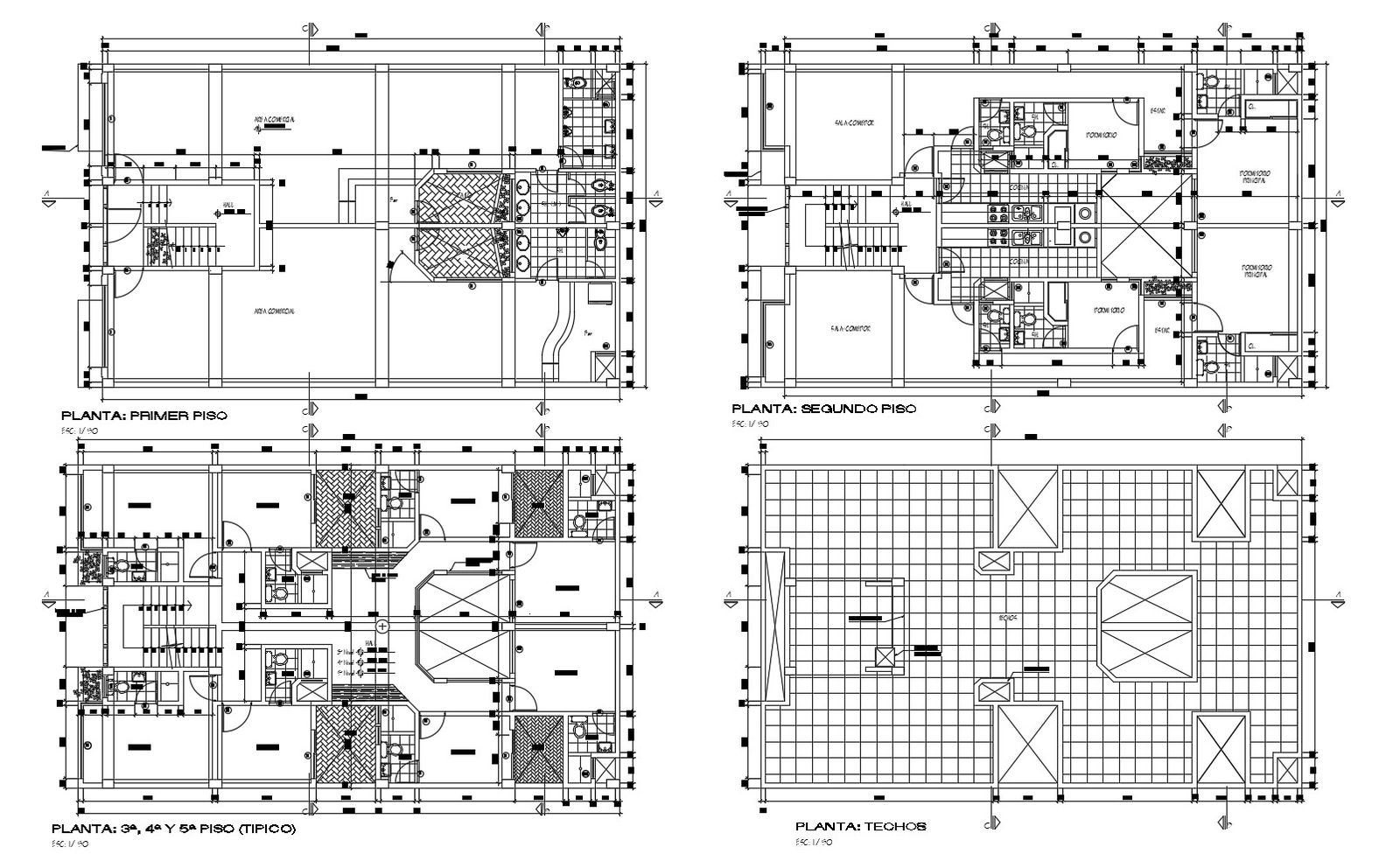 Residential apartment 16.00mtr x 10.00mtr with furniture details in dwg file