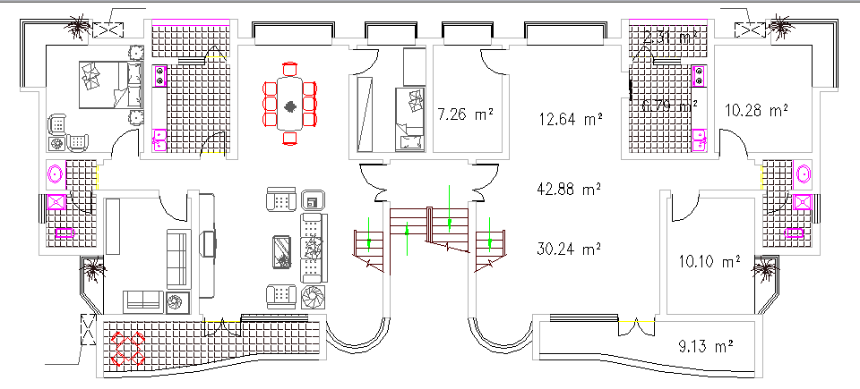 Residential apartment architecture layout dwg file