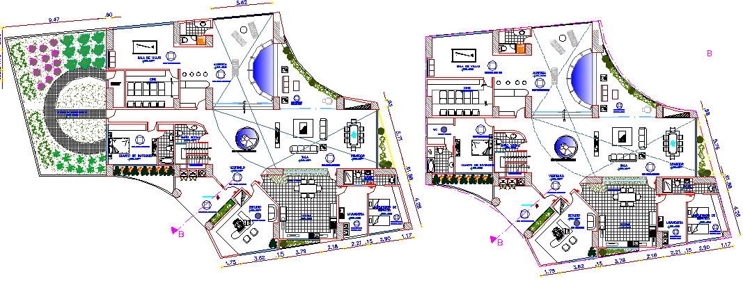 Residential apartment building floor plan details dwg file