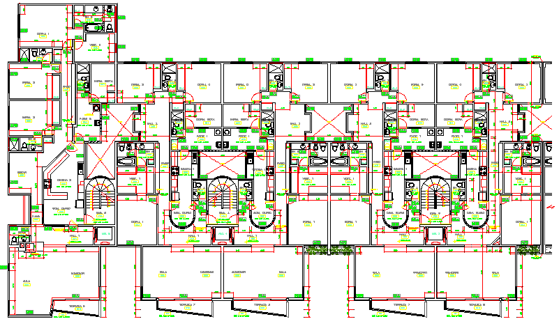 Residential apartment building house architecture layout plan dwg file
