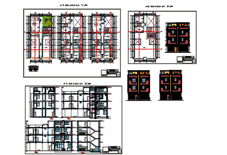 Residential apartment building with commercial spaces stores