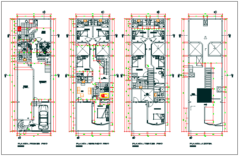 Residential apartment flat floor plan detail view dwg file