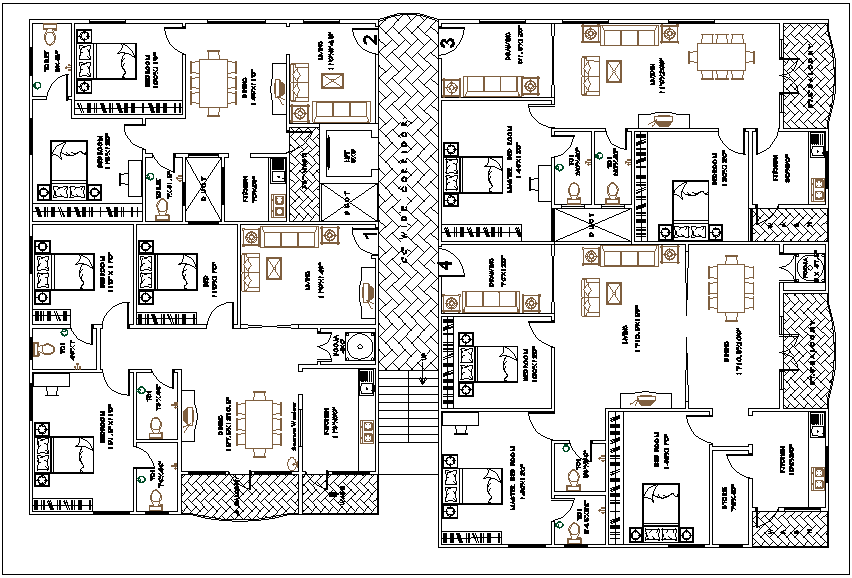 Residential apartment flat typical floor plan view detail dwg file
