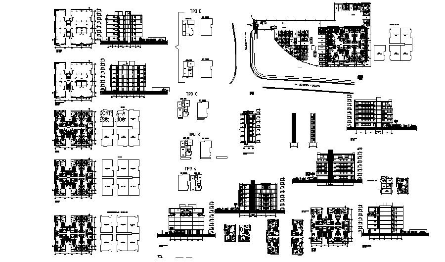 Residential apartment with detail dimension in AutoCAD