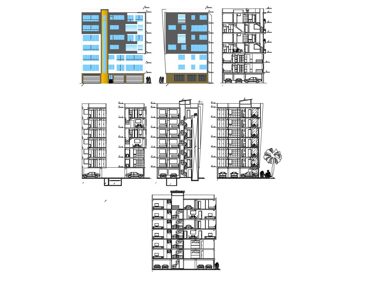 Residential apartment with detail dimension in dwg file