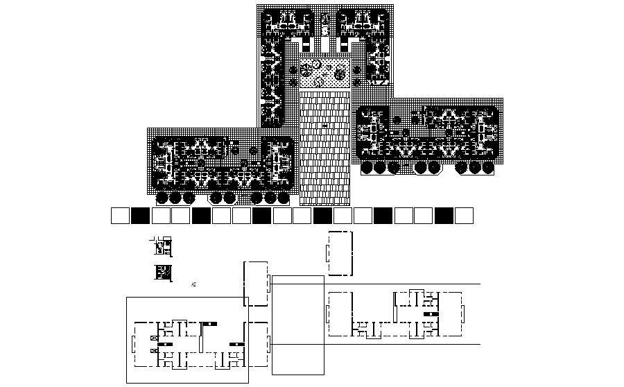 Residential apartment with furniture detail in dwg file