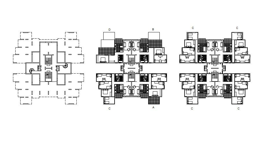 Residential apartment with furniture details in AutoCAD 