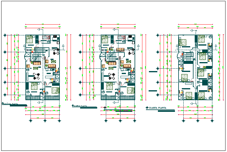 Residential building floor plan dwg file