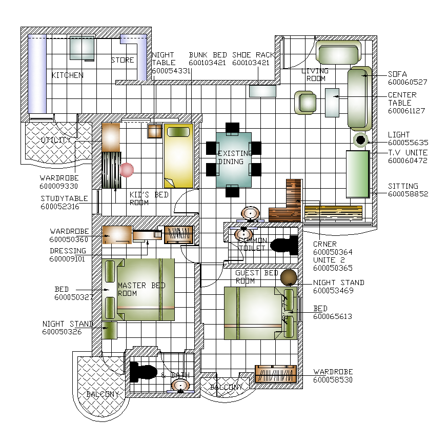Residential building plan detail 2d view layout autocad file