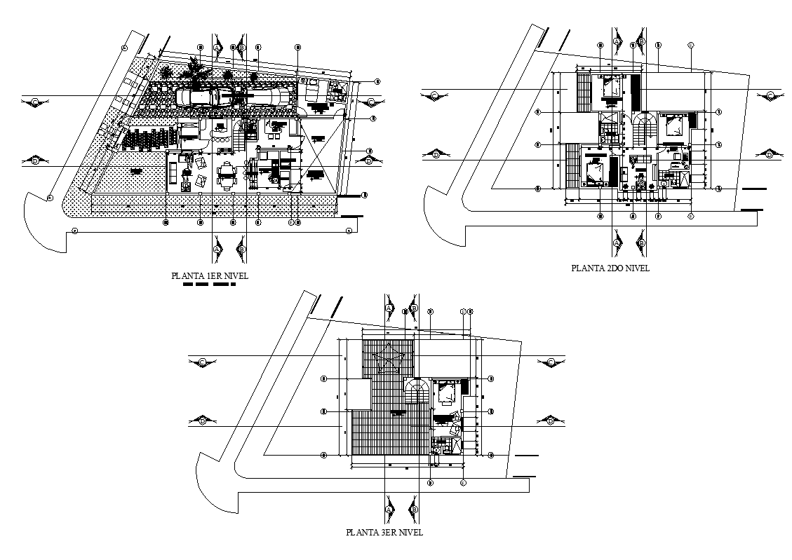 Residential building structure detail 2d view layout plan in autocad format