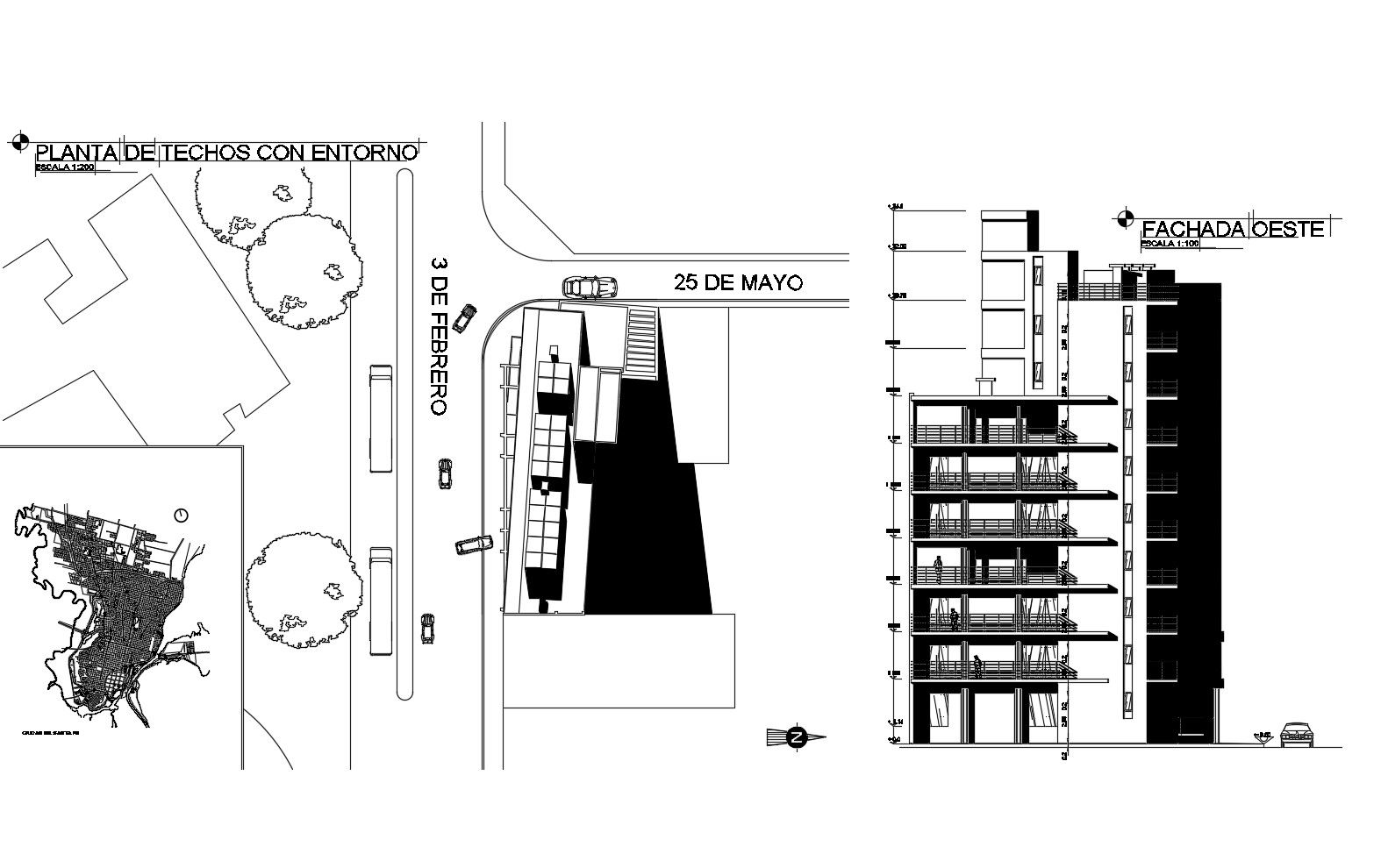 Residential building with detail dimension in AutoCAD file