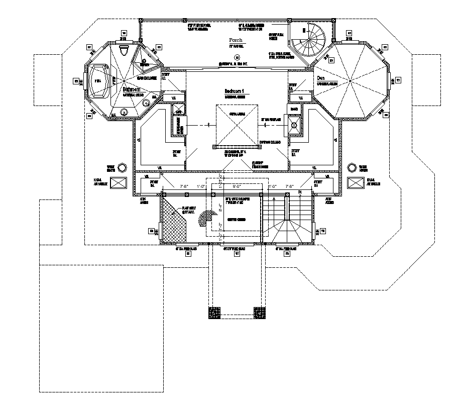 Residential building working plan detail layout dwg file