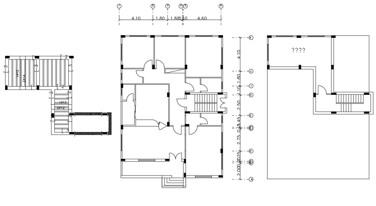 Residential bungalow Plan With Column Layout DWG File