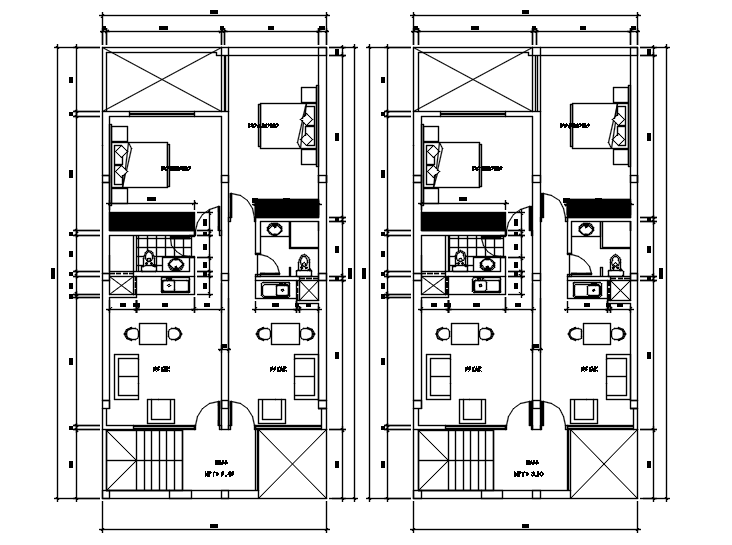 Residential bungalow in dwg file