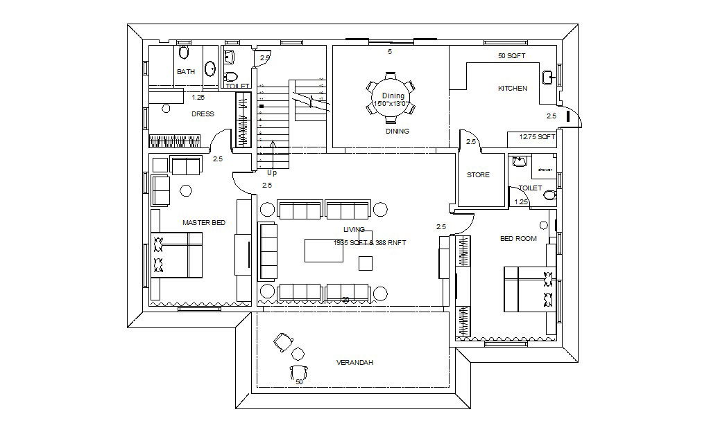 Small Condo Floor Plan In DWG File