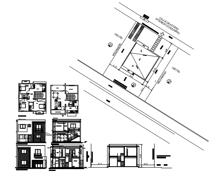 Residential bungalow layout in AutoCAD