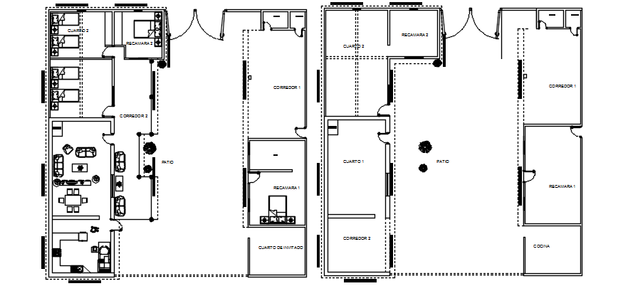 Residential bungalow layout in autocad