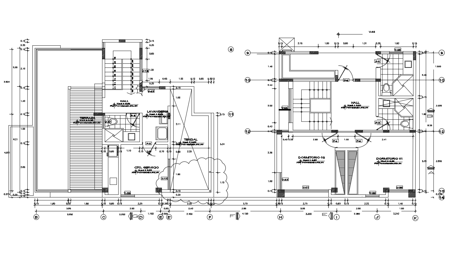 Residential bunglow layout in autocad