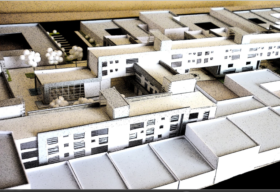 Residential complex 3d top view design dwg file