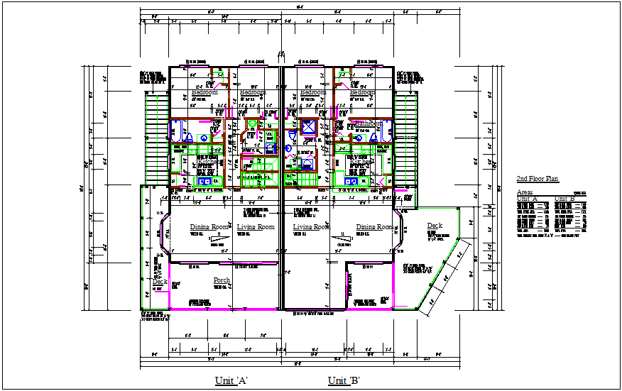 Residential floor plan for unit A and B dwg file
