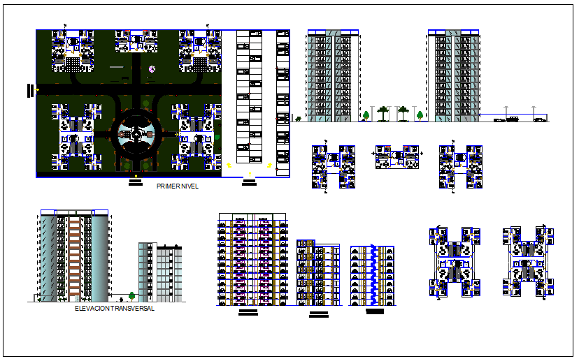 Residential high-rise building plan in detail dwg file