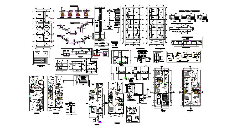 Residential home with section and elevation in AutoCAD file