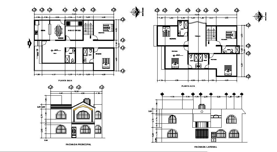 Residential house 15.50mtr x 10.00mtr with elevation in dwg file