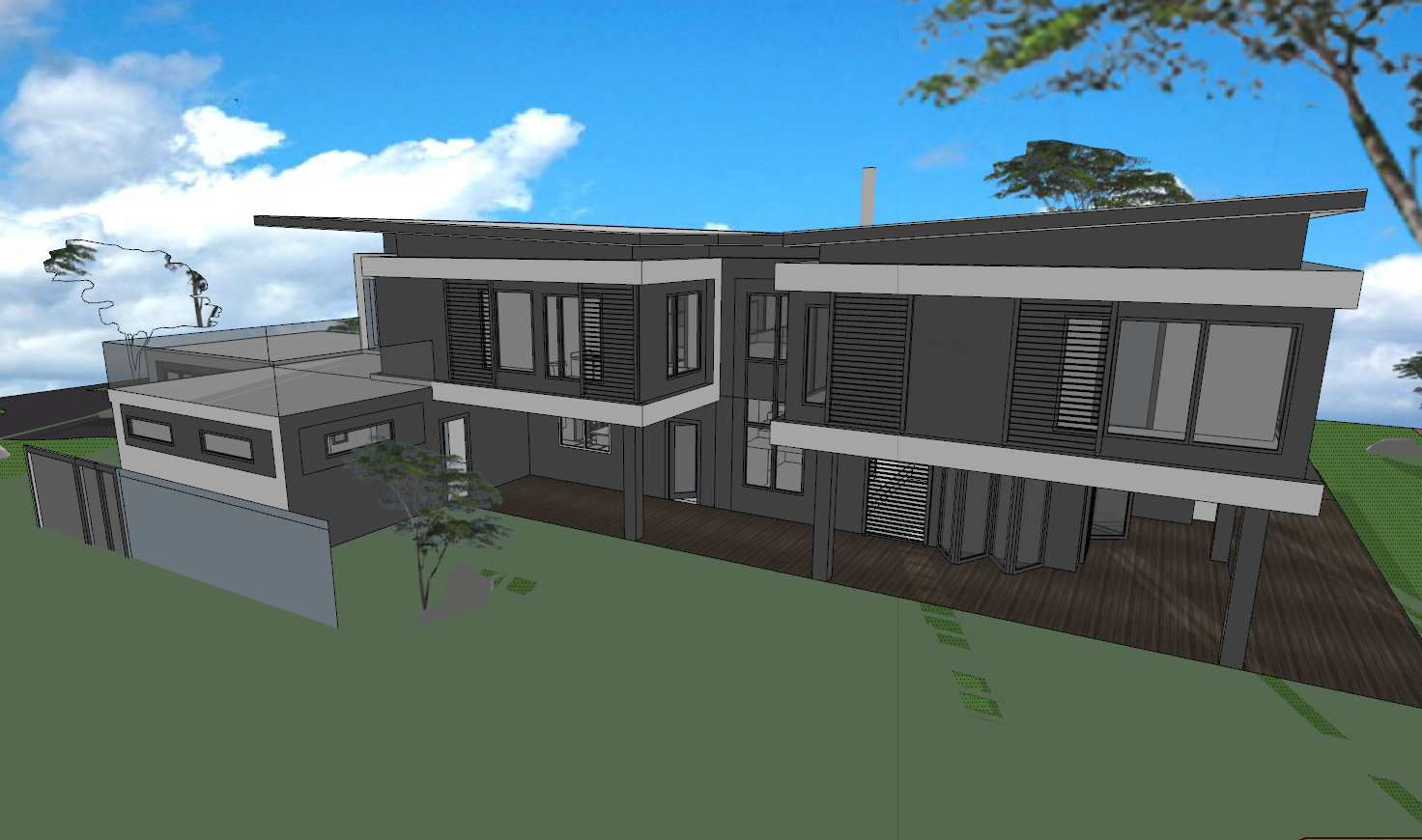 Residential house 3d view skp file